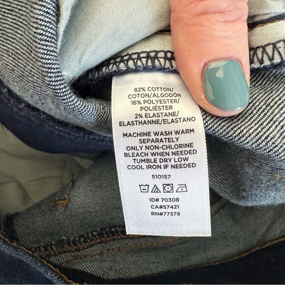 Ann Taylor Petite Jeans Women's size 2P 2 petite Blue Gold Snap Straight Preppy - Picture 11 of 11
